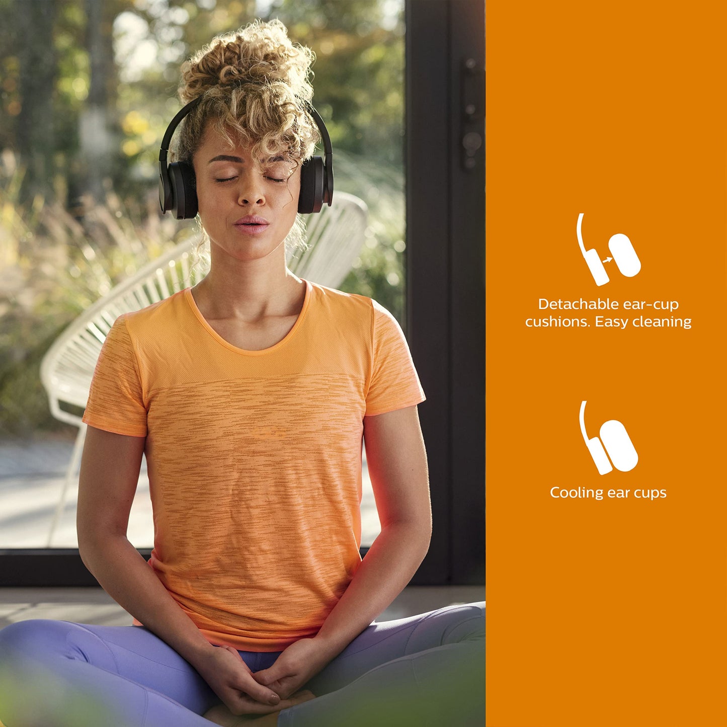 Philips Audio TAA1105BK/00 Headphones With Microphone, (Flexible Ear Hook, Bass Beat Vent, IPX2 Sweat Resistant, Secure Fit, In-Line Remote Control)