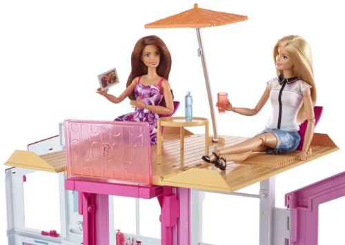Barbie DLY32 ESTATE Three-Story Town House Colourful and Bright Doll House Comes with Furniture and Accessories, Playset