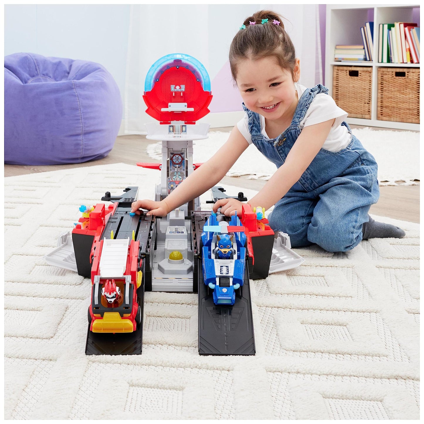 Paw Patrol: The Mighty Movie Aircraft Carrier HQ, with Chase Action Figure and Mighty Pups Cruiser, Kids’ Toys for Boys and Girls 3+
