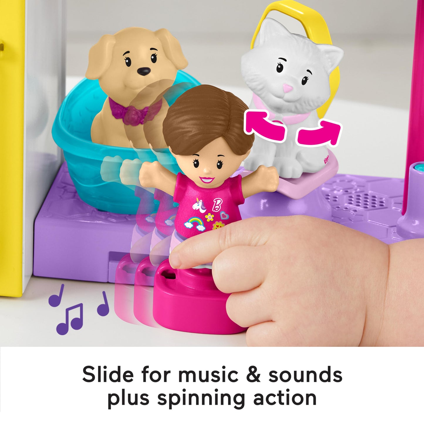 Fisher-Price Little People Barbie Toddler Toy Play and Care Pet Spa Playset with Music & Sounds for Pretend Play Kids Ages 18+ Months, HJW76