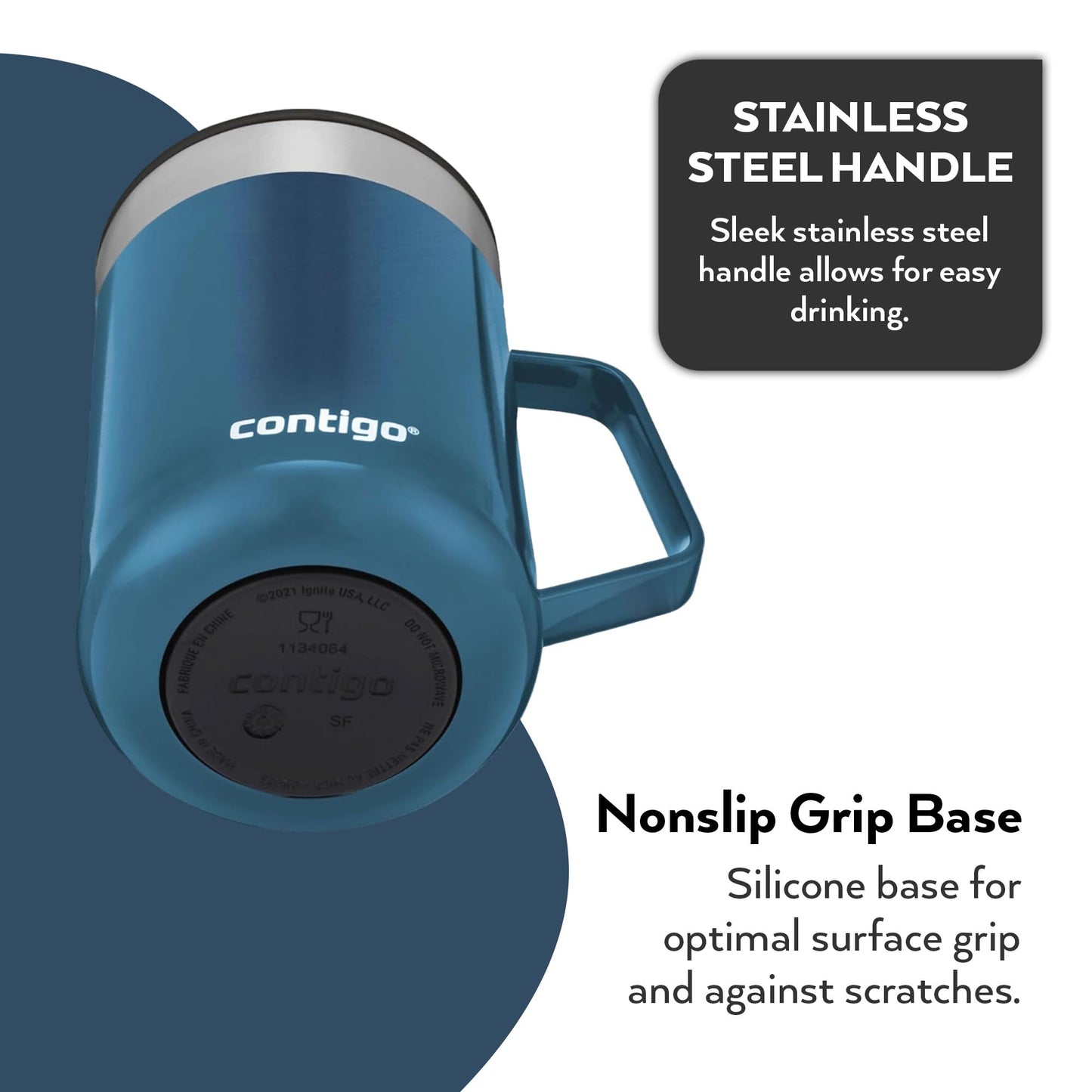 Contigo Streeterville Desk Mug Insulated Coffee Thermal Mug with Stainless Steel Handle