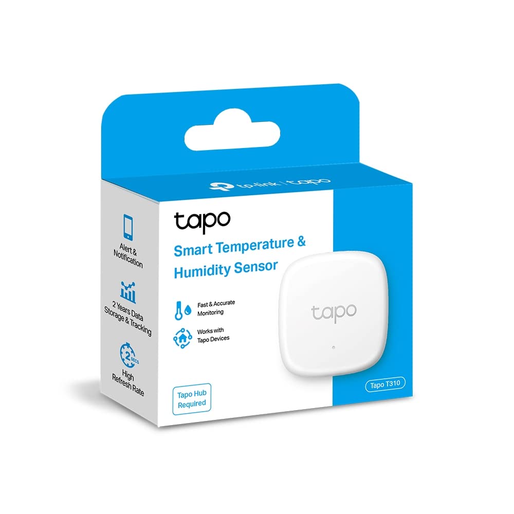 TP-Link Tapo T310 Smart Temperature & Humidity Monitor, Free Data Storage, Visual Graphics, Flexible Installation, App Notifications, Hub H100 Required
