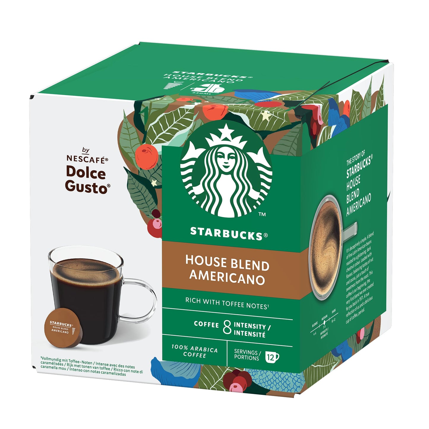STARBUCKS Americano House Blend Medium Roast Coffee Pods by NESCAFÉ Dolce Gusto - 72 Coffee Americano Pods (6 packs)
