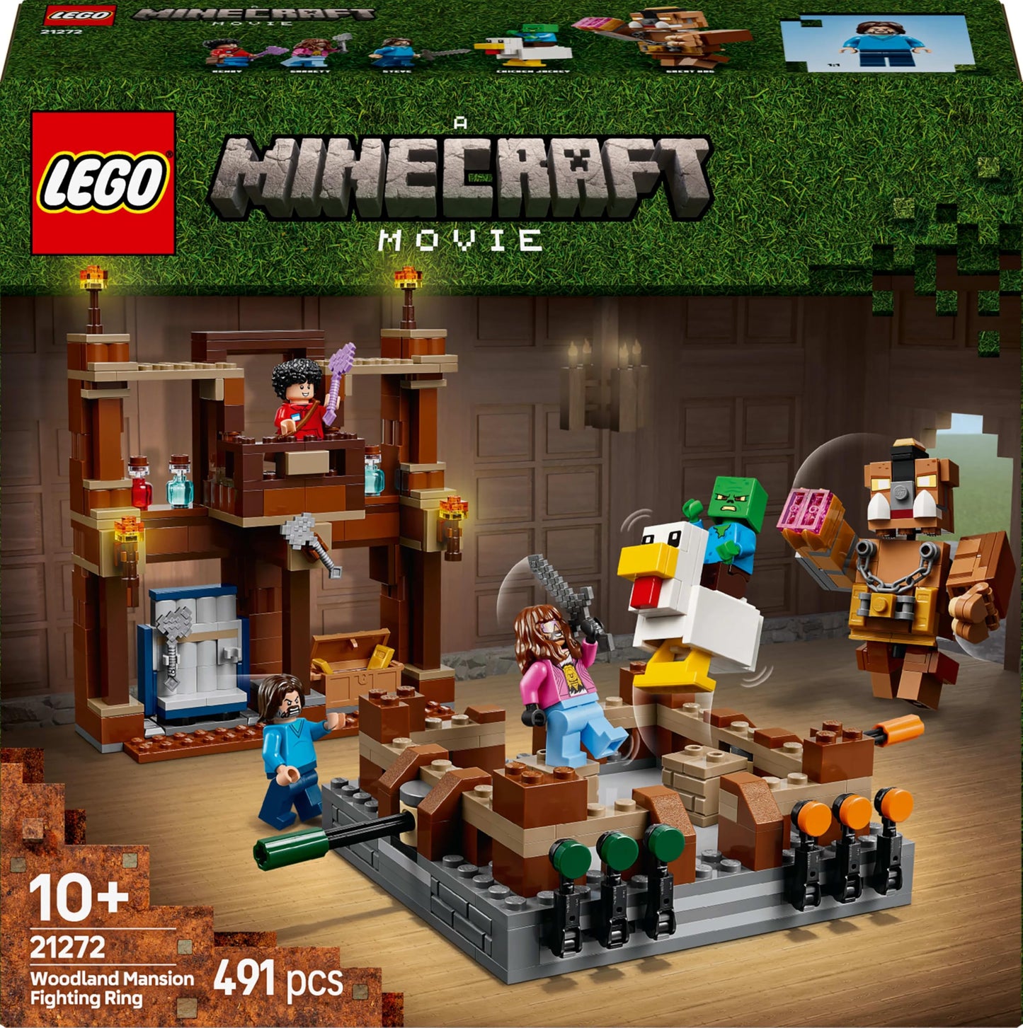 LEGO Minecraft Woodland Mansion Fighting Ring - Interactive Building Toy - incl. a Baby Zombie, Steve, Garret & Henry Minifigures - Movie Set for 10+ Year Old Boys, Girls & Gaming Fans - 21272