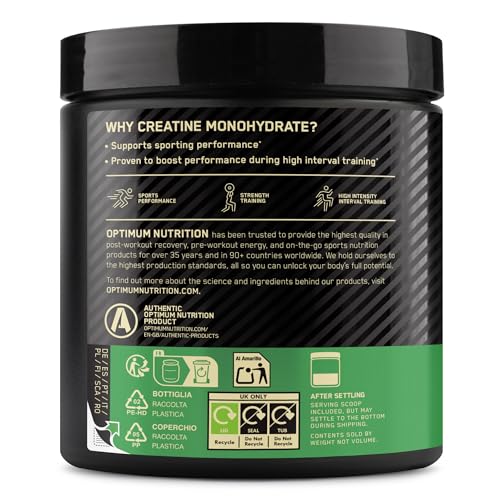 Optimum Nutrition Micronised Creatine Powder, 100% Pure Creatine Monohydrate Powder for Performance and Muscle Power