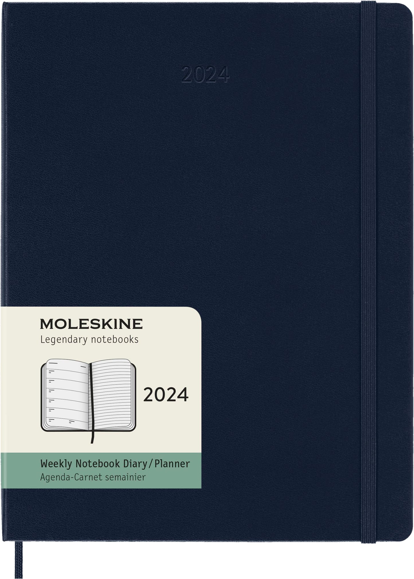 Moleskine Wochenkalender mit Platz für Notizen 12 Monate 2024, Agenda 2024, Hardcover und elastischem Verschluss