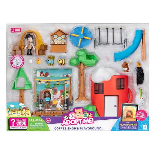Adopt Me! Coffee Shop and Playground Large Playset - Top Online Game - Exclusive Virtual Item Code Included - Featuring Your Favourite Pets, Characters, and Playscapes - Ages 6+
