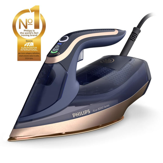 Philips Azur 8000 Series Steam Iron - 85 g/min of Continuous Steam, 260g Turbo Steam Boost, 3000 W, OptimalTEMP Technology, SteamGlide Elite Soleplate, Dark Blue (DST8050/26)