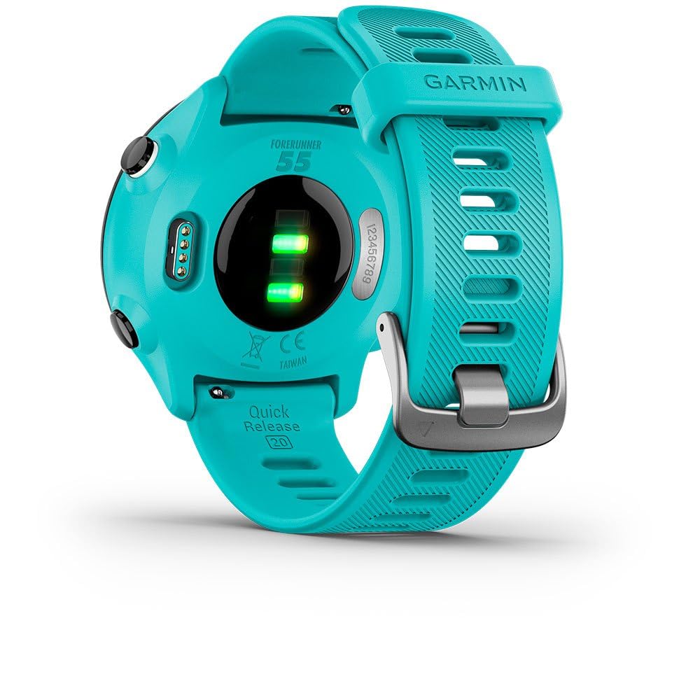 Garmin Forerunner 55 Easy to Use Lightweight GPS Running Smartwatch, Running and Training Guidance, Safety and Tracking Features included, Aqua