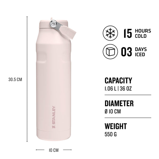 Stanley IceFlow Flip Straw 2.0 Sports Water Bottle with Straw - 15 Hours Cold - 3 Days Iced - Stainless Steel - BPA Free - Leak Resistant - Fits in Cup Holder - Dishwasher Safe