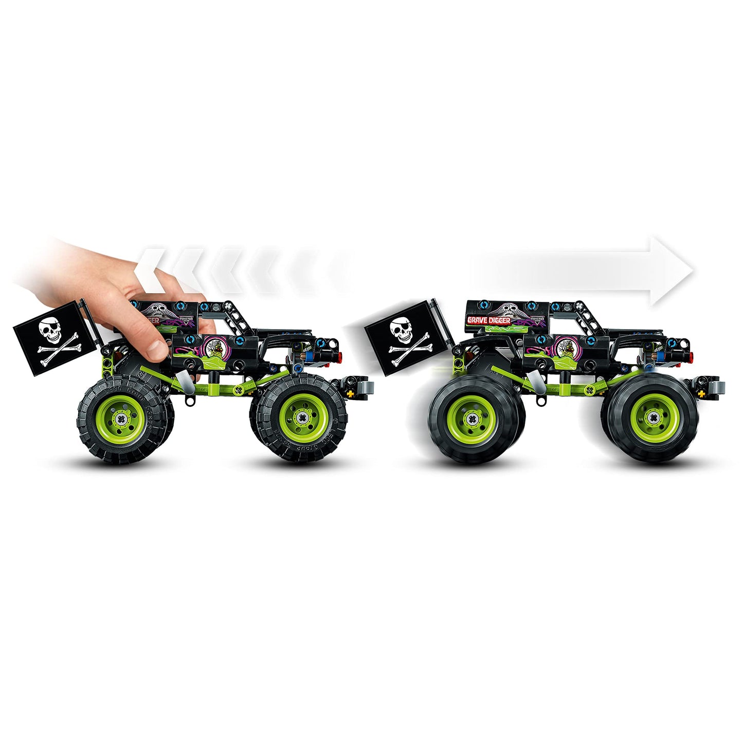 LEGO 42118 Technic Monster Jam Grave Digger Truck Toy to Off-Road Buggy Pull Back 2 in 1 Building Set, For Kids 7+ Years Old