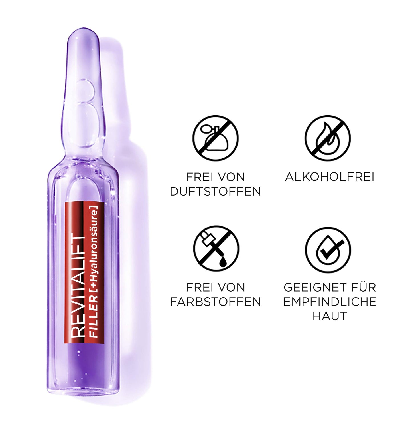 L'Oréal Paris Hyaluronic Ampoules, Revitalift Filler, Anti-Ageing Face Care, 7-Day Treatment, with Hyaluronic Acid, 7 x 1.3 ml