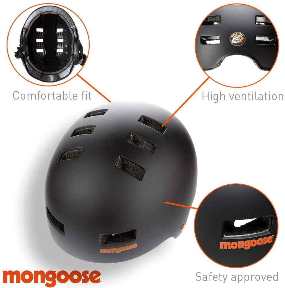 Mongoose Urban Hardshell Youth/Adult Helmet for Scooter, BMX, Cycling and Skateboarding