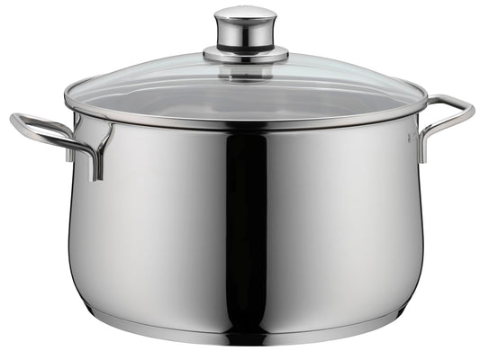 WMF High Casserole Approx 3.7L Diadem Plus Pouring Rim Glass Lid Cromargan Stainless Steel Polished Suitable for Induction Hobs Dishwasher Safe