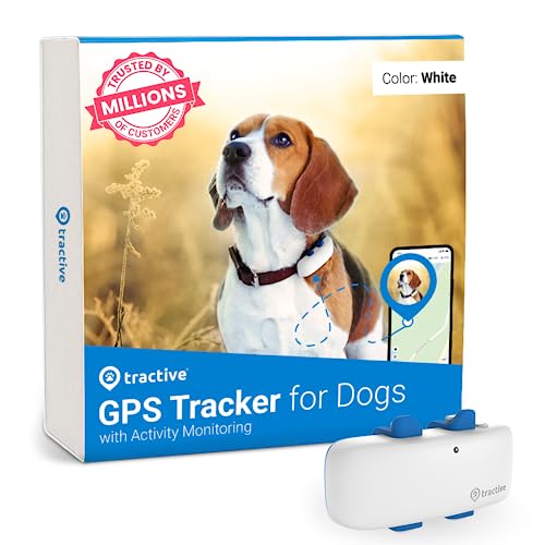 tractive GPS Dog Tracker, Market leader, Worldwide real-time location tracking, Escape Alerts, Monitor Activity & Get Health Alerts, White
