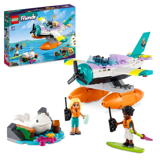 Lego 41752 Friends Seerettungsflugzeug, Flugzeug-Spielzeug mit Wal-Figur und Mini-Puppen, Tier-Pflege Geschenk zum Geburtstag für Mädchen, Jungen und Kinder ab 6 Jahren