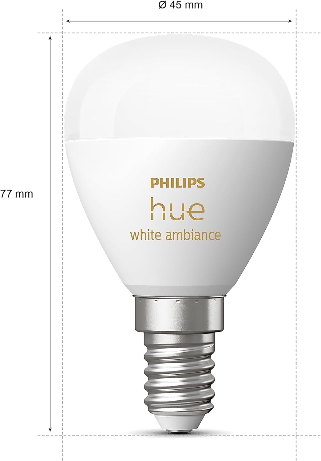 Philips Hue White Ambiance Smart Light Bulb [E14 Small Edison Screw] with Bluetooth.