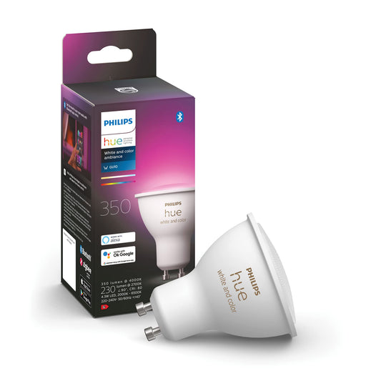 Philips Hue White and Colour Ambiance Smart Light 2 Pack [GU10 Spot] with Bluetooth.