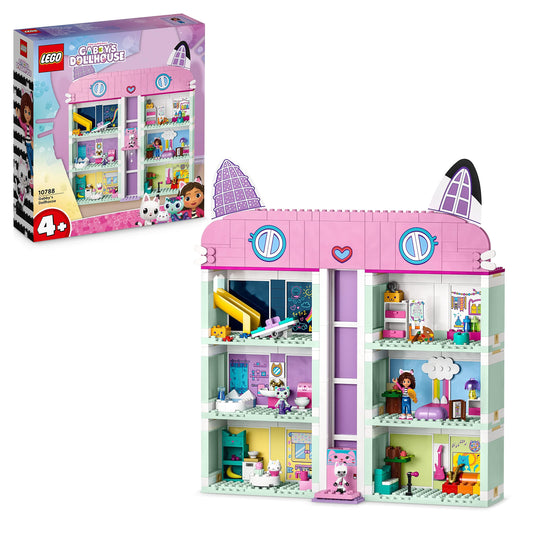 Lego 10788 Gabby's Dollhouse Spielzeug-Set, 8 Zimmer & 4 Etagen Gabbys Puppenhaus Spielzeug mit Gabby, Pandi, Meerkatz, Kuchi Figuren und Zubehör, Geschenk für Mädchen ab 4 Jahren, Jungen und Kinder