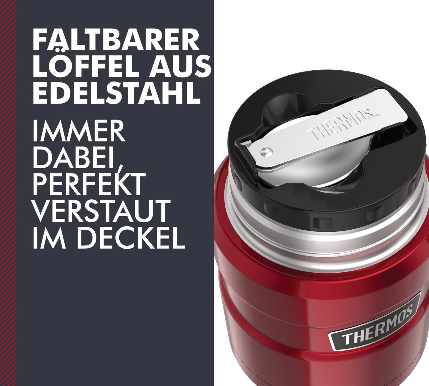 Thermos Stainless King Food Container, 0.47 Litres, Stainless Steel, 9.3 x 9.3 x 14.2 cm