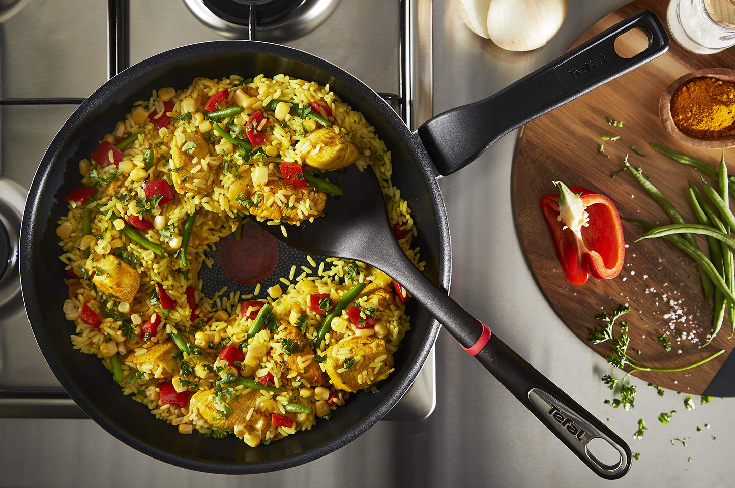 Tefal XL Force Pan, Non-Stick Coating, Durable, Robust, Thermal Signal, Diffusion Base Pan Base, Sturdy Handle, Black