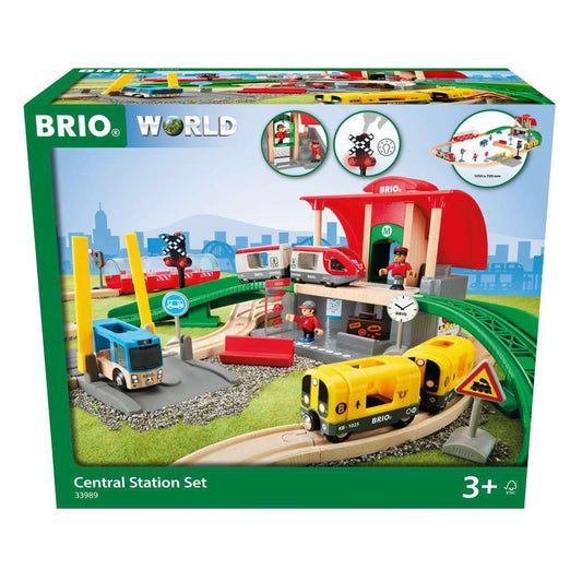 BRIO World Central Train Station for Kids Age 3 Years Up - Wooden Railway Accessories and Add Ons
