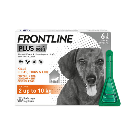 FRONTLINE Plus Flea & Tick Treatment for Small Dogs (2-10 kg) - 3 Pipettes