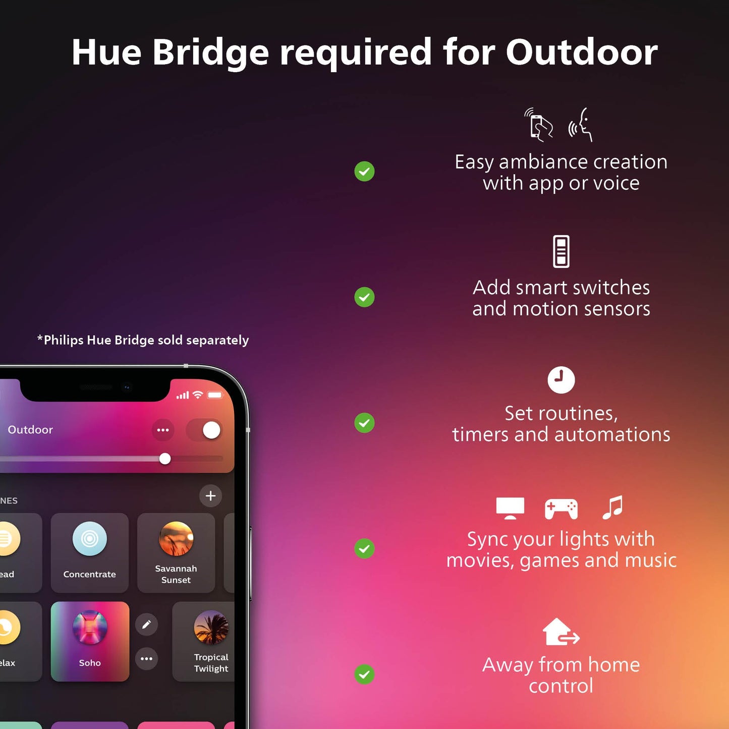 Philips Hue Lily White and Colour Ambiance LED Outdoor Smart Light [Base Kit - 3 Lily] , Requires Hue Bridge , Works with Alexa, Google Assistant and Apple Homekit.