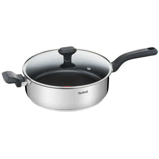 Tefal Comfort Max Frying Pan 26 cm + Glass Lid, High Quality Stainless Steel, Thermo-Spot Temperature Indicator, Non-Stick Coating, Induction G7263344