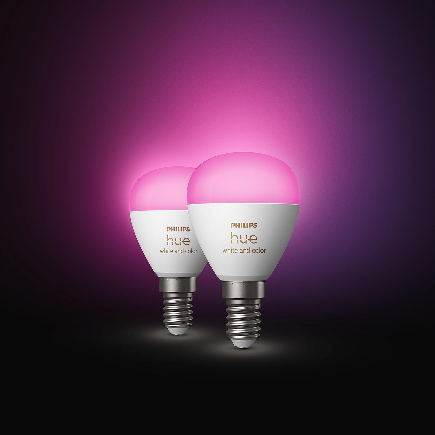 Philips Hue White and Colour Ambiance Luster Smart LED Light Bulb 2 Pack [E14 Edison Screw] for Indoor Home Lighting, Livingroom, Bedroom.