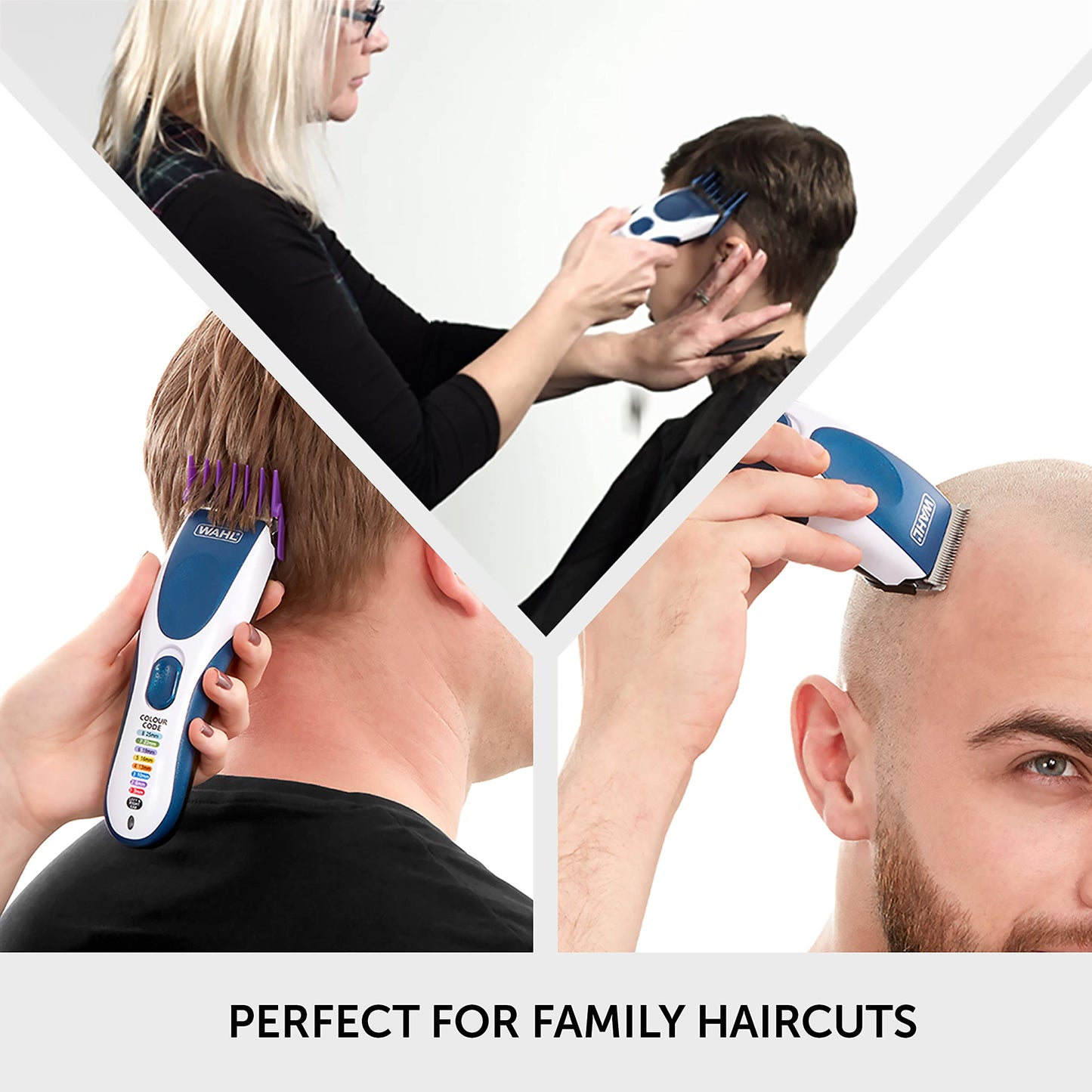Wahl Colour Pro Cordless Clipper, Hair Clippers for Men, Men’s Head Shaver, Colour Coded Guide Combs, Clippers for Family Hair Cuts, Easy Home Haircutting