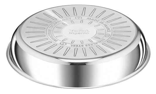 Tefal Ingenio Frying Pan 24 cm, Induction, High Quality Stainless Steel, Stackable, Versatile, Dishwasher-Safe, Preference L9720402, Silver