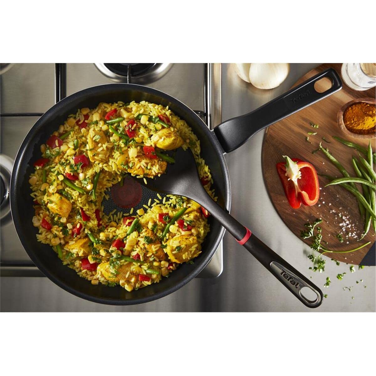Tefal XL Force Pan, Non-Stick Coating, Durable, Robust, Thermal Signal, Diffusion Base Pan Base, Sturdy Handle, Black
