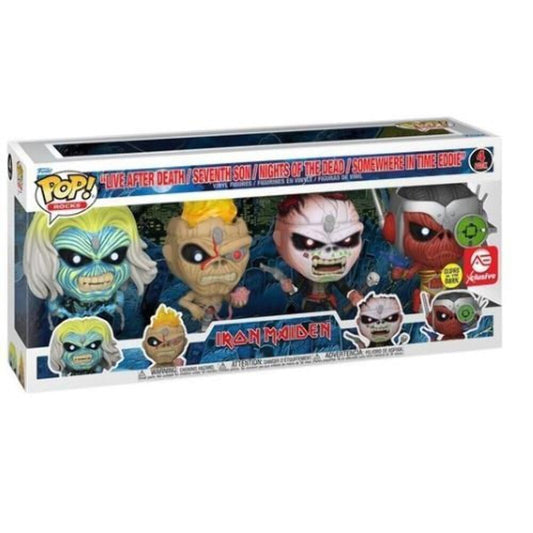 Funko Pop! Rocks Iron Maiden Glow in the Dark 4 pack Eddie Vinyl Figure One Size, Black (FUN69586)