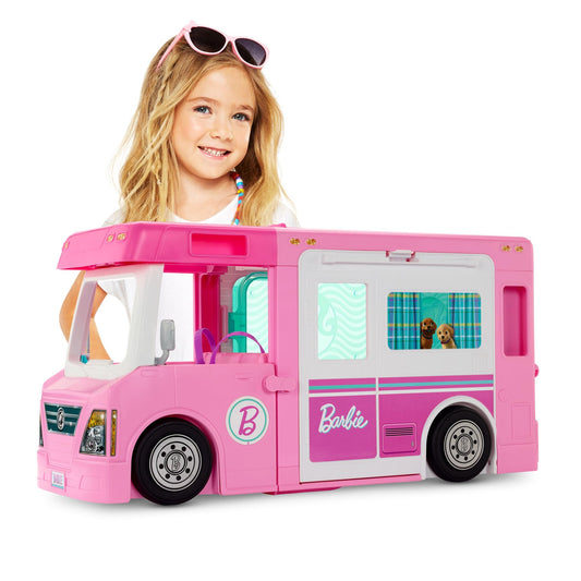 Barbie Dream Camper Vehicle, 2.5 Feet Tall with Pool, Slide and 60+ Accessories