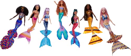 Disney The Little Mermaid Ultimate Ariel Sisters 7-Pack Set, Collection of 7 Fashion Mermaid Dolls, Toys Inspired by the Movie, HPT16