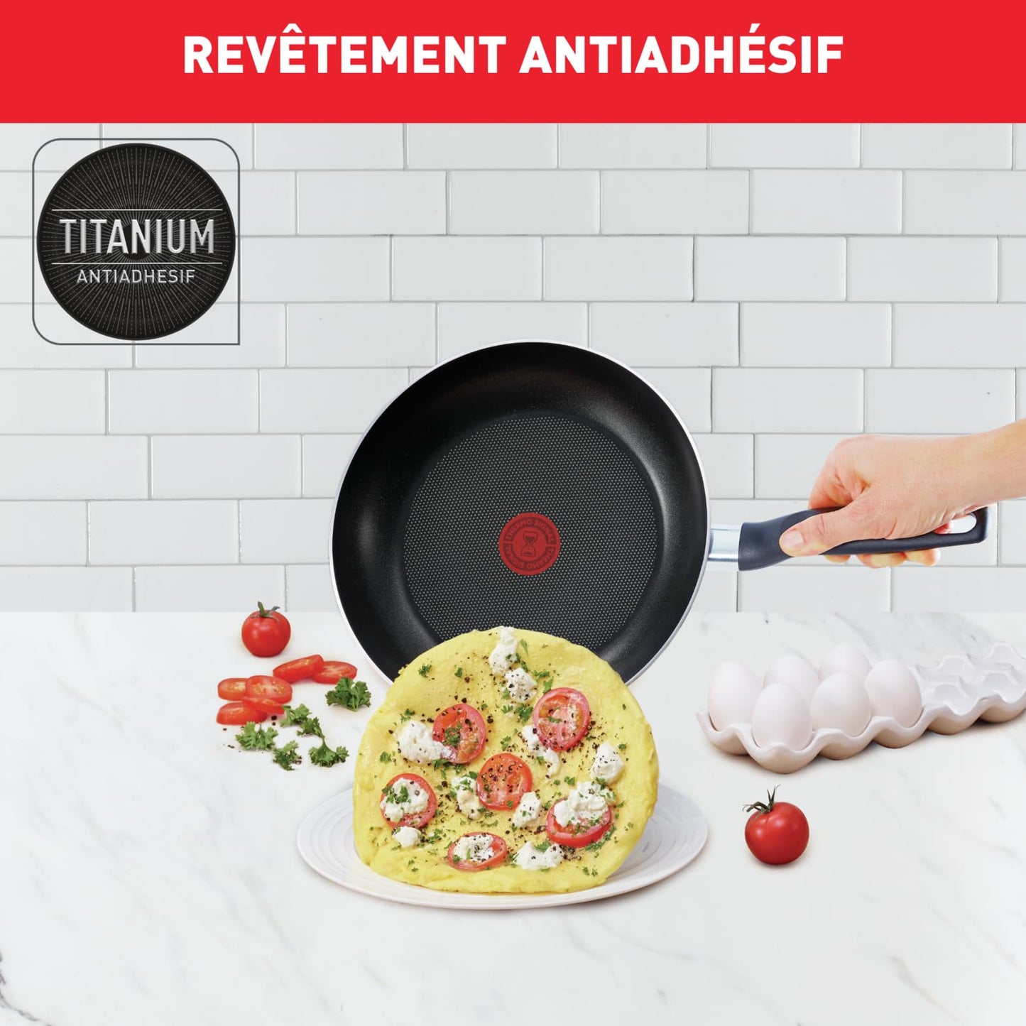 Tefal Set of 5 Frying Pans 20/24 cm + 24 cm Saucepan + Lid + Spatula, No Induction, Non-Stick Coating, Thermo-Signal Heat Indicator, Ergonomic Handle, Super Cook B460S584