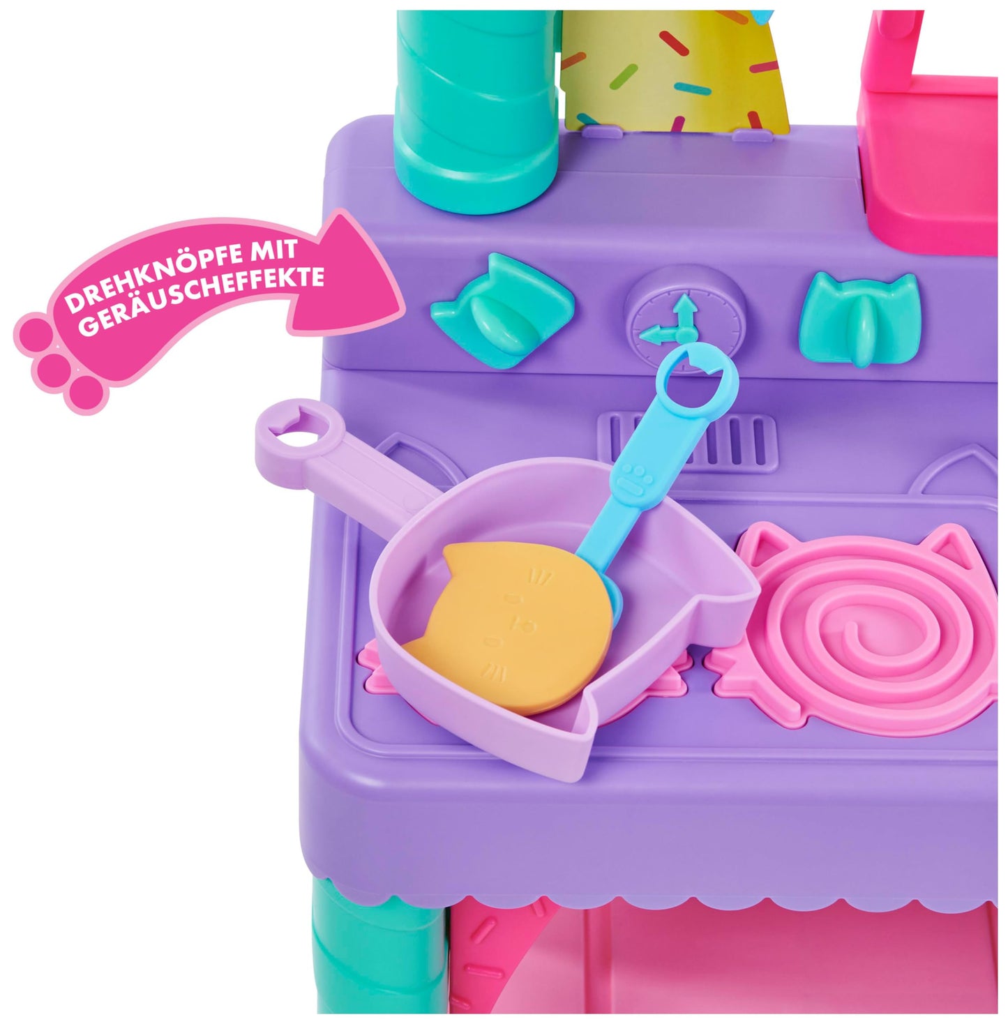 Gabby’s Dollhouse, Cakey Kitchen Set for Kids with Play Kitchen Accessories, Play Food, Sounds, Music and Kids’ Toys for Girls and Boys Aged 3 and up