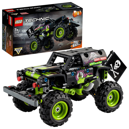 LEGO 42118 Technic Monster Jam Grave Digger Truck Toy to Off-Road Buggy Pull Back 2 in 1 Building Set, For Kids 7+ Years Old