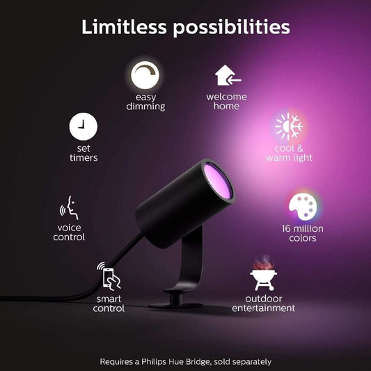 Philips Hue Lily White and Colour Ambiance LED Outdoor Smart Light [Base Kit - 3 Lily] , Requires Hue Bridge , Works with Alexa, Google Assistant and Apple Homekit.
