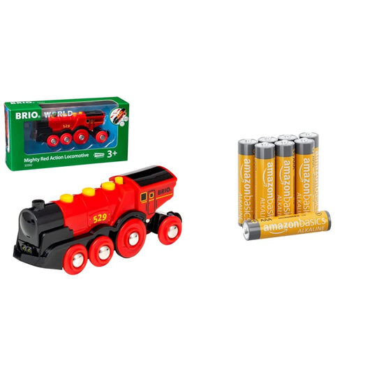 BRIO World Mighty Red Action Locomotive Battery Powered Train for Kids Age 3 Years Up - Compatible with all BRIO Railway Sets & Accessories