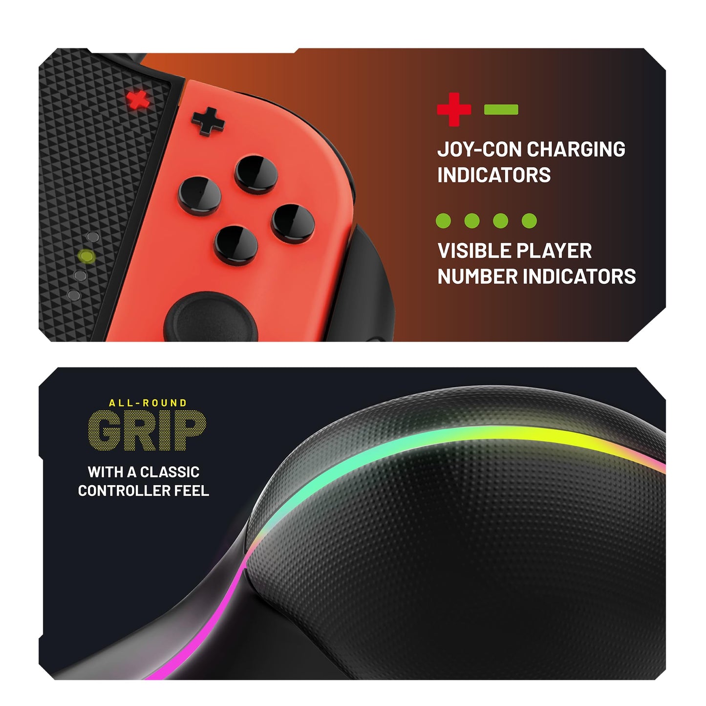 STEALTH Light-Up Play & Charge Comfort Controller Compatible with Switch Joy Controllers