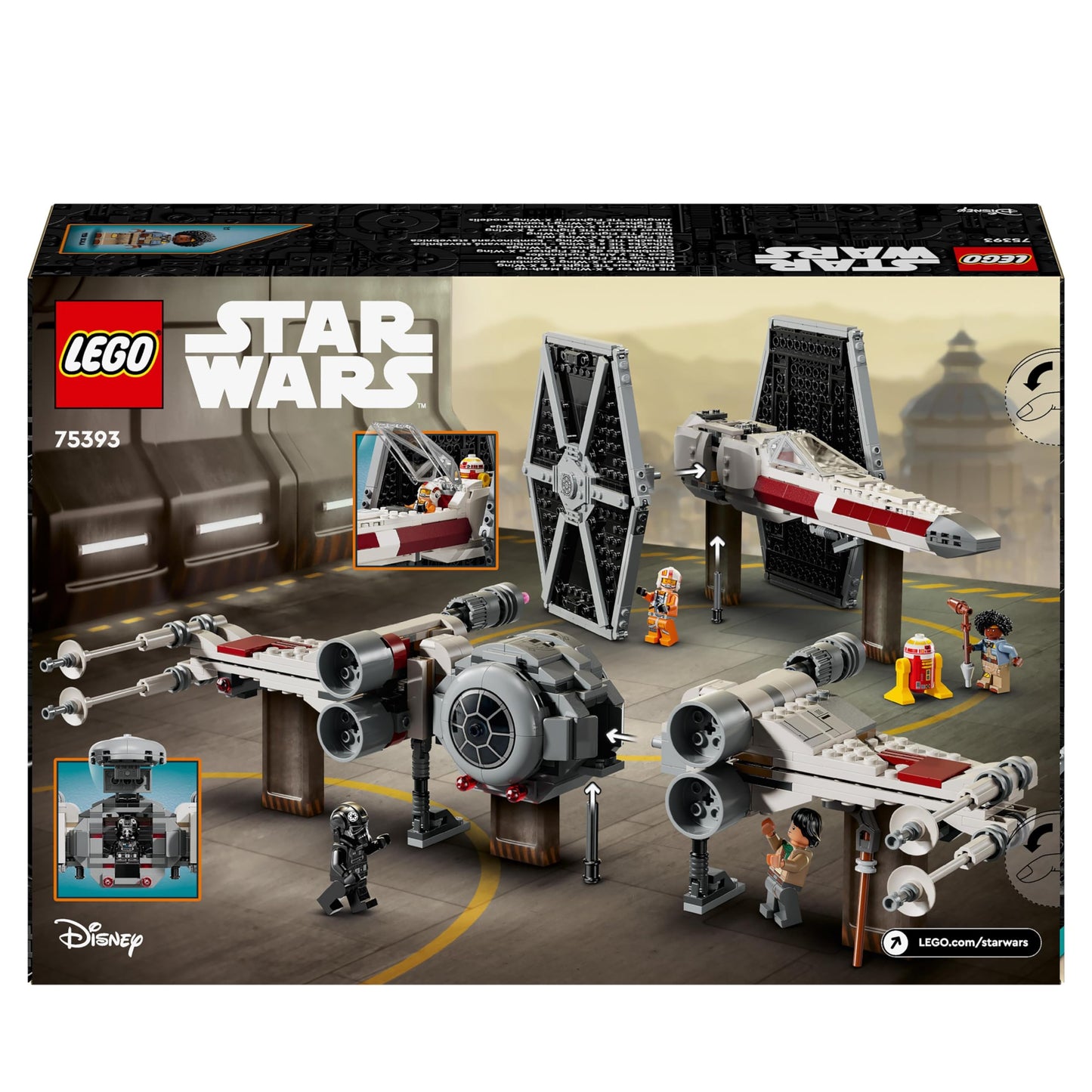 LEGO Star Wars 75393 TIE Fighter & X-Wing Mash-up - Building Toy with 2 Starships, 4 Minifigures and a Droid Figure, Creative Gift for 9+ Year Old Boys and Fans