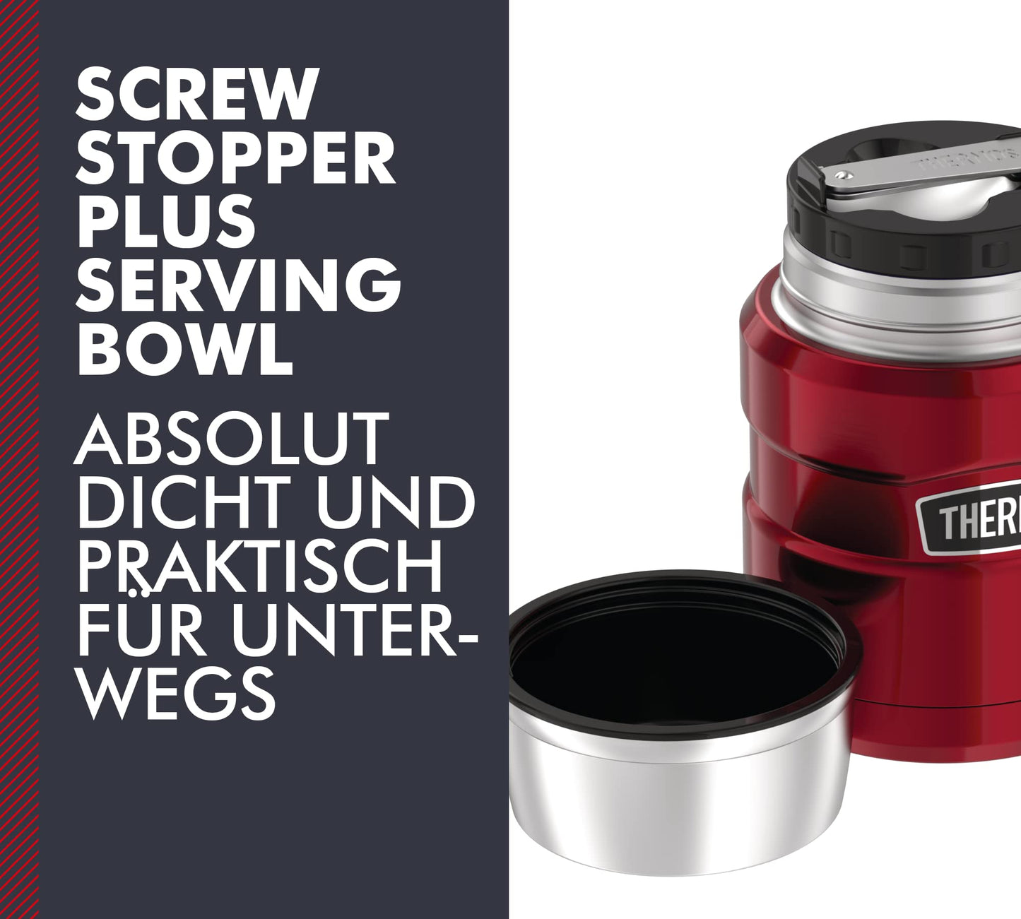 Thermos Stainless King Food Container, 0.47 Litres, Stainless Steel, 9.3 x 9.3 x 14.2 cm