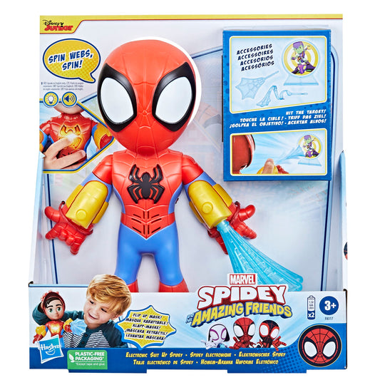 SPIDEY AND HIS AMAZING FRIENDS Marvel Electronic Suit Up Spidey Toy for Kids, Interactive Spider-Man Action Figure