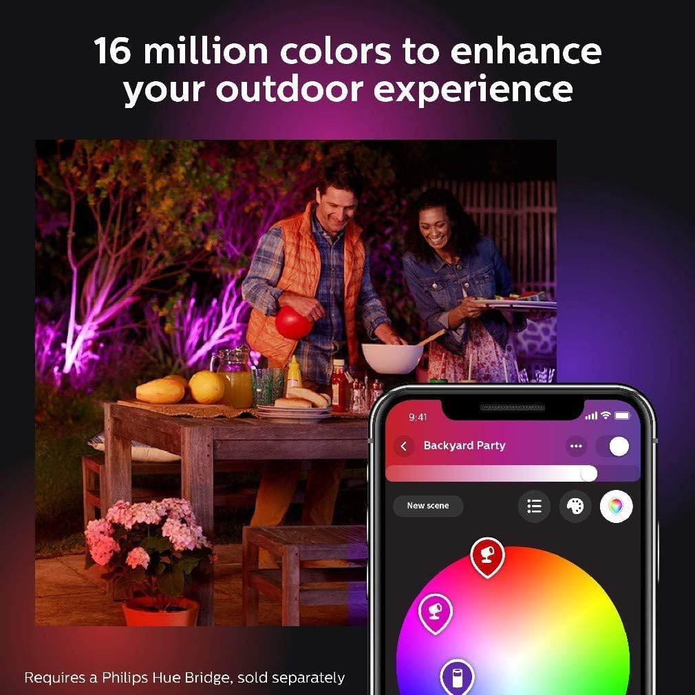 Philips Hue Lily White and Colour Ambiance LED Outdoor Smart Light [Base Kit - 3 Lily] , Requires Hue Bridge , Works with Alexa, Google Assistant and Apple Homekit.