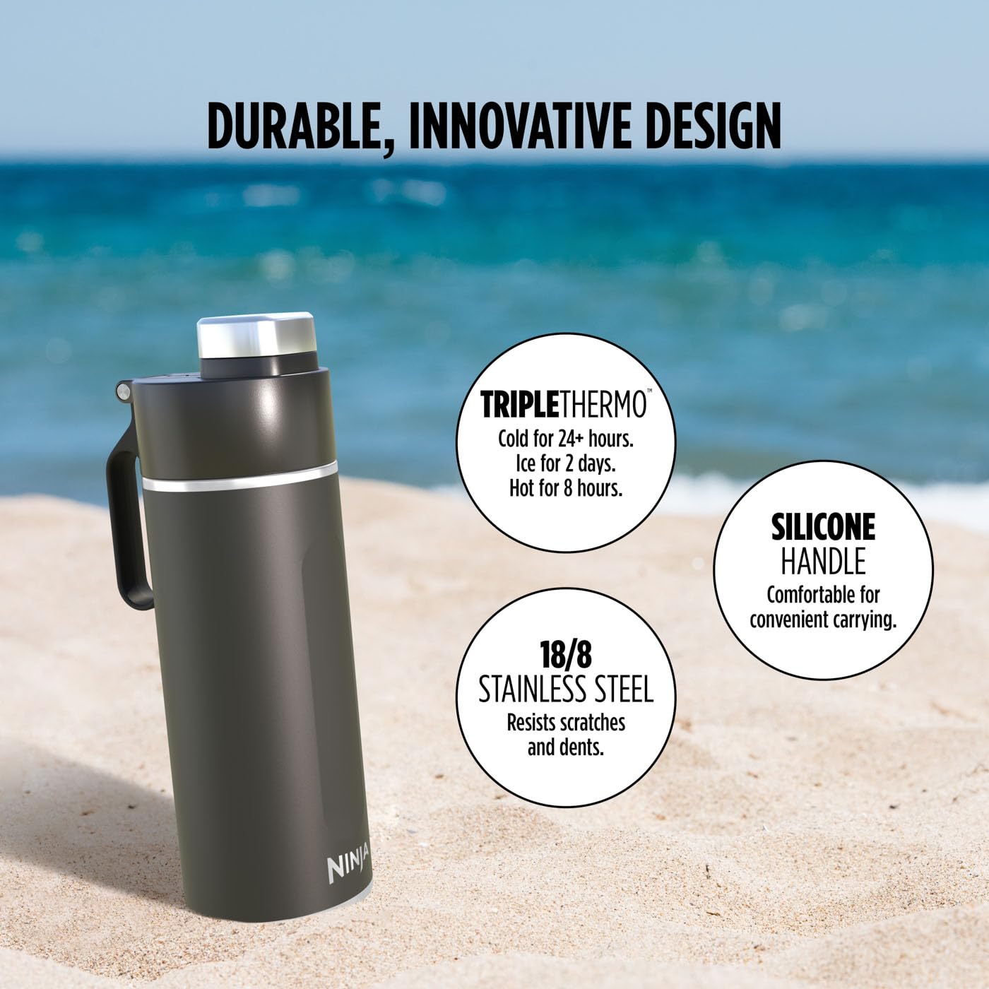 Ninja Thirsti Water Bottle and Flask 530 ML with Leak-Proof Lid