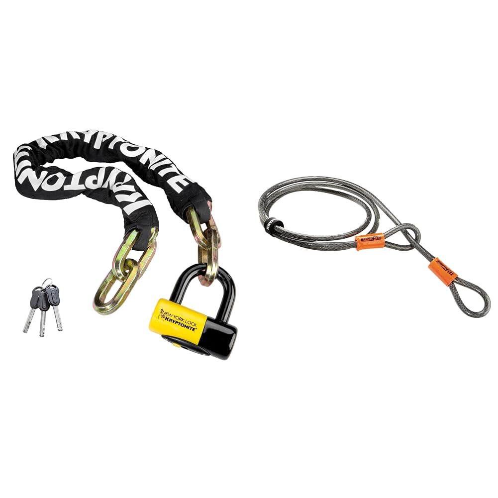 Kryptonite New York Fahgettaboudit Bicycle Chain and New York Disc Bike Lock - Black/yellow