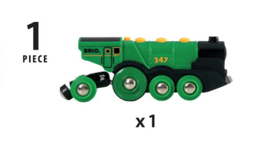 Brio World - Kraftvolle rote Lokomotive batteriebetrieben - Elektrischer Zug mit Sound und Licht - für Holzzugbahn