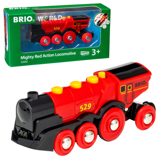 BRIO World Mighty Red Action Locomotive Battery Powered Train for Kids Age 3 Years Up - Compatible with all BRIO Railway Sets & Accessories